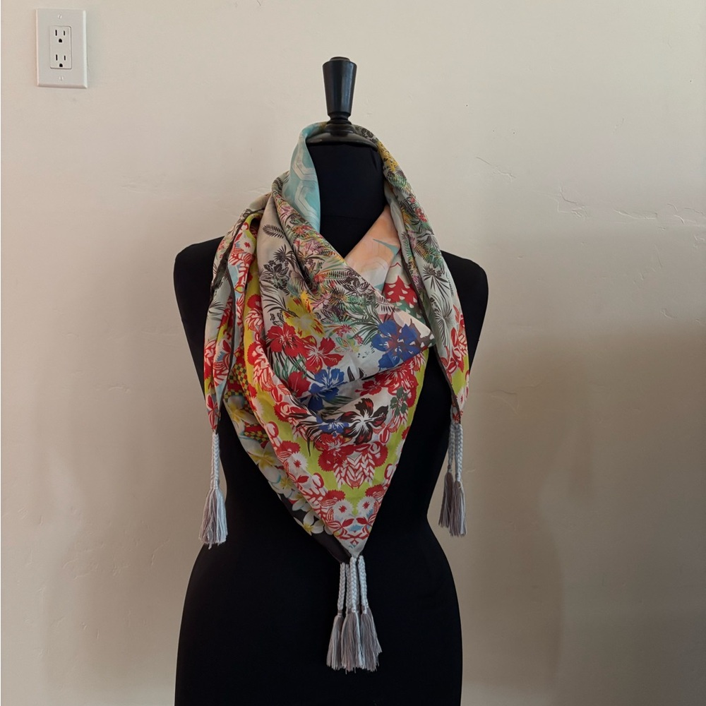 Johnny Was Multi Colored Silk Scarf